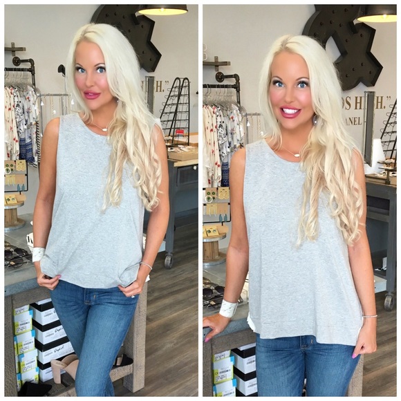 LAST 1! 💕Heather gray contrast back top - Picture 3 of 5
